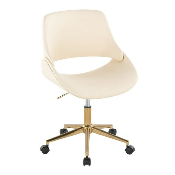 LumiSource Fabrico Office Chair in Gold Metal, Cream PU color
