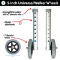 thumbnail image 5 of Top Glides Universal Walker Tune-Up Kit, 5-Inch Wheels, Aluminum Legs, Click & Go Ski Glides, GlidePads, Gray, 5 of 7