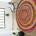 thumbnail image 4 of JONATHAN Y RNF105A-7R Isla Round Boho Braided Rag & Jute Multi/Natural 7' Round Area Rug, Natural Fibers Geometric, Pet Friendly, Stain Resistant, Easy to Clean, for Living Room; Kitchen, Bedroom, 4 of 7