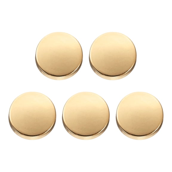 Uxcell 5pcs Metal Round Buttons 10mm Alloy Flat Sewing Buttons, Bright Gold