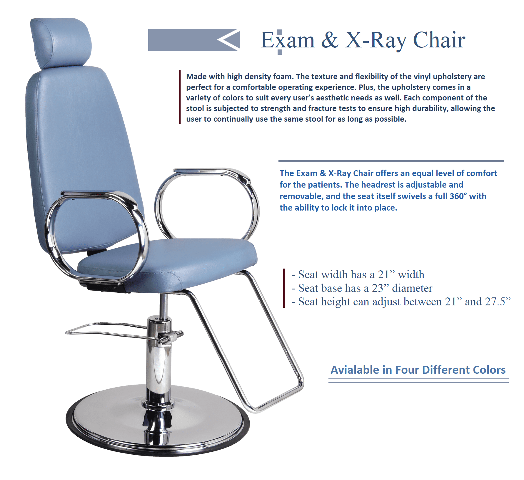 Professional Dental Patient Exam & X-Ray Chair Deluxe Quality 360° Swivel, Adjustable & Removable Headrest Stool Black