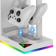 thumbnail image 2 of All-in-One RGB Cooling Stand for Xbox Series S (XSS) - Dual Controller Charging Dock, Headphone Hanger & 12-Game Disc Rack, Colorful LED Gaming Accessory for Organized Setup, 2 of 6
