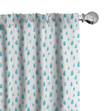 Ambesonne Blue Curtains, Watercolor Raindrops, Pair of 28"x84", Blue White