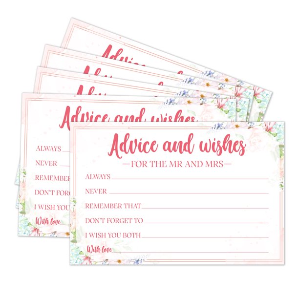 Tarjetas de consejos y deseos para una boda de Sr. y Sra., 25 tarjetas