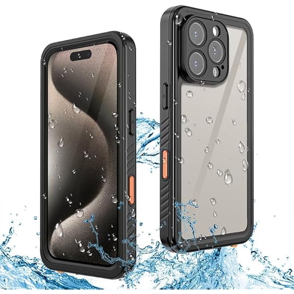 YJJSKEJI Fit for iPhone 16 Pro Max Case Waterproof Dustproof 2024 【IP68 Underwater】 Clear 【with Built-in Screen Protection】 Lanyard Diving Swim 【Shockproof Full Body】 Phone Cover
