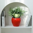 thumbnail image 3 of Bewildely Jarrones de cerámica para arreglos florales, maceta moderna Original hidropónica, bonita botella, jarrón para plantar, oficina, Suministros de cerámica y alfarería Rojo pequeño, 3 of 6