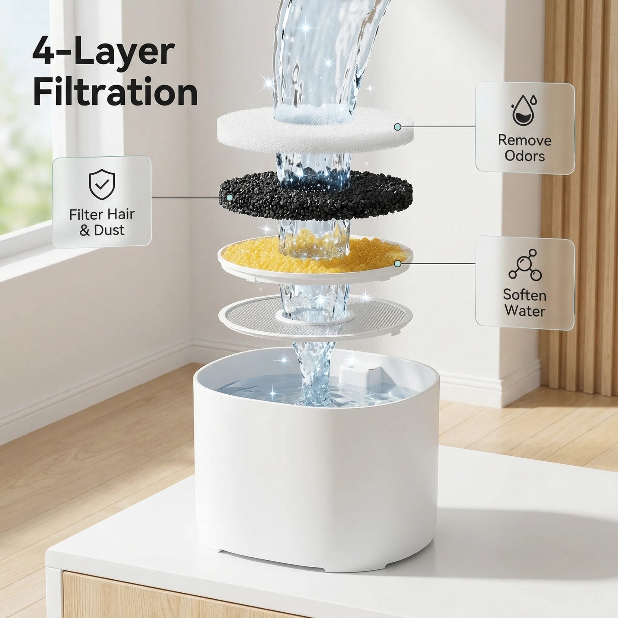 Zengdainm Cat Fountains for Drinking,74Oz/2.2L Pet Cat Water Fountain, Corded Automatic Water Dispenser for Cats Dog