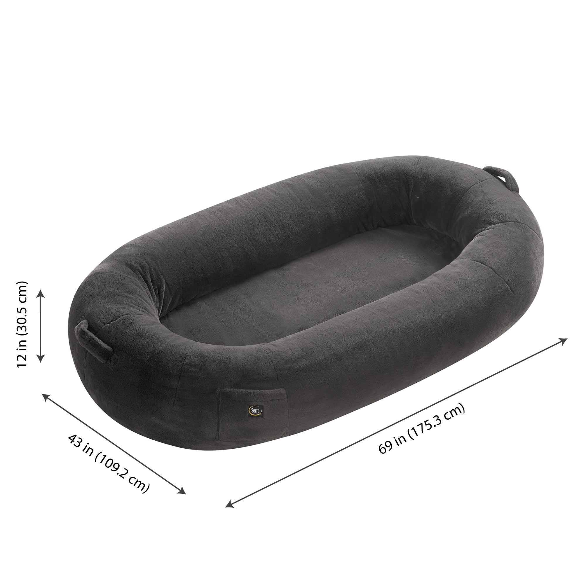 Serta Halo Lounger Charcoal Foam Filled Human Dog Bed Bean Bag Chair