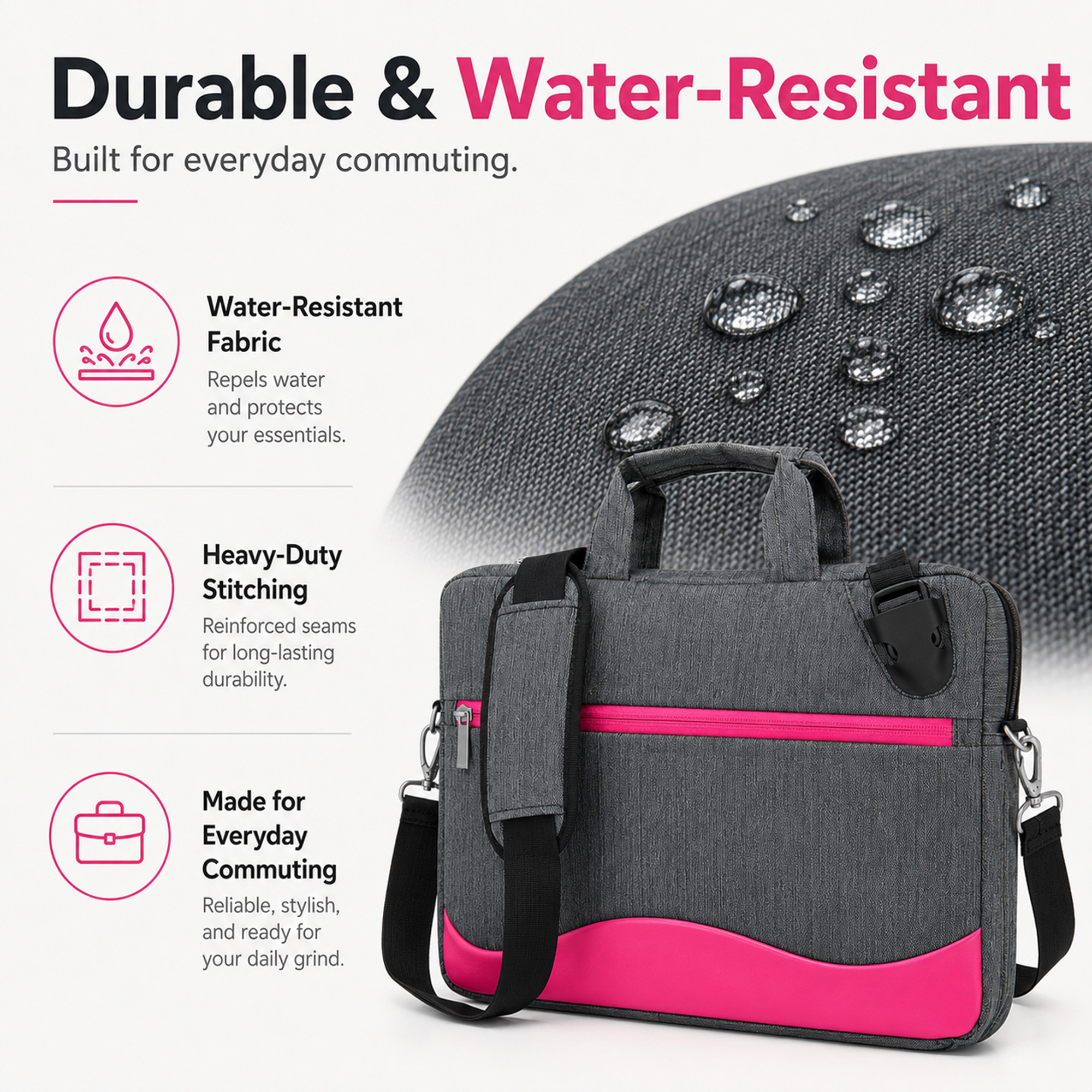Vangoddy Wave 13-Inch Padded Laptop Briefcase with Removable Shoulder Strap, Water-Resistant Messenger Bag