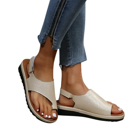 

f21 Women s Beach Gladiator Flat Sandal Slippers Buckle Open Toe Thong Sandals