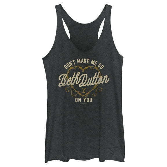 Women's Yellowstone Don't Make Me Go Beth Dutton Barbwire Heart Racerback Tank Top