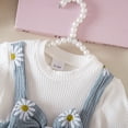 thumbnail image 4 of Conjuntos de blusas y camisas de cuello redondo y manga corta para niños, pantalones cortos de manga larga con tiras en las axilas, conjunto de boina de 3 piezas, pantalones cortos con cuentas de flor, 4 of 9