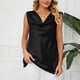 thumbnail image 2 of Camiseta sin mangas de verano para mujer, cuello vuelto, sin mangas, suelta, informal, elegante, básica, camisetas sin mangas, negro M, 2 of 8