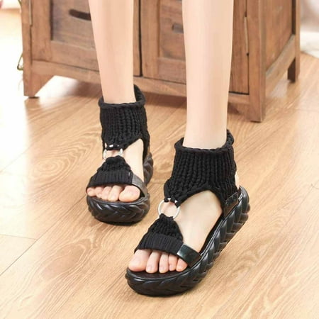 

HIMIWAY Sandals Women Women s Sandals Women Ladies Summer Fashion Platform Sandals Comfort Big Size Casual Shoes Black 36