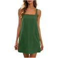 thumbnail image 4 of Kukoosong Women's Wide Strap Square Neck Tank Mini Dress, Solid Color Loose Sleeveless A-Line Dress with Pocket, Casual Short Summer Shift Sundress, 4 of 7