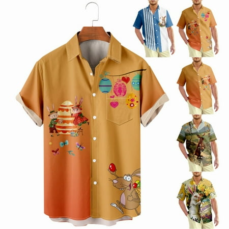 

Easter Plus Size Aloha Beach Shirts Fashion Retro Clothes Size 100-170/XXS-8XL