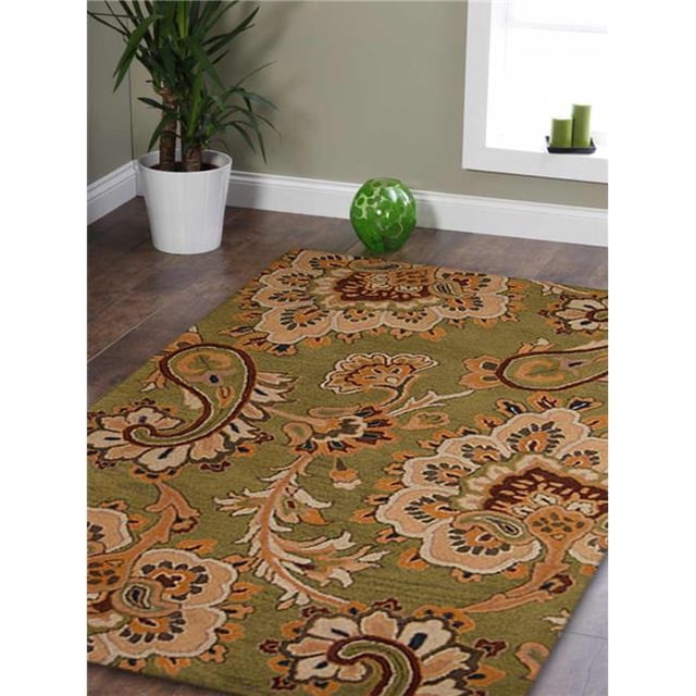 Glitzy Rugs UBSK00151T0013A16 8 x 11 ft. Hand Tufted Wool Floral Rectangle Area Rug, Green