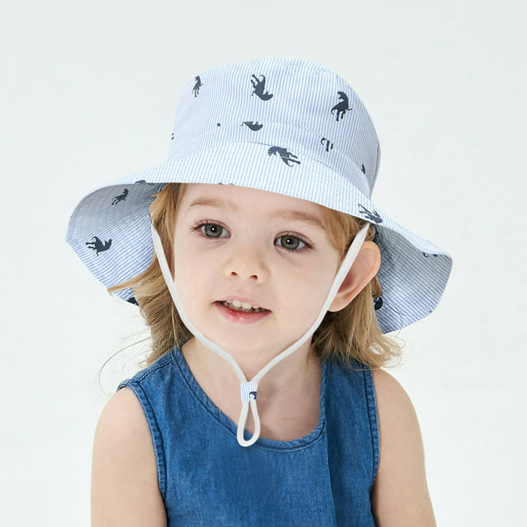 TOWED22 Baby Hats 0-3 Months Adjustable Bucket Summer Sun Kids Strap  Outdoor Cartoon Spring Cap Hat Cute Beach Hats Chin Sun
