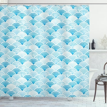 Ambesonne Watercolor Shower Curtain, Ocean Curve Pattern, 69"Wx84"L, Pale Blue Blue