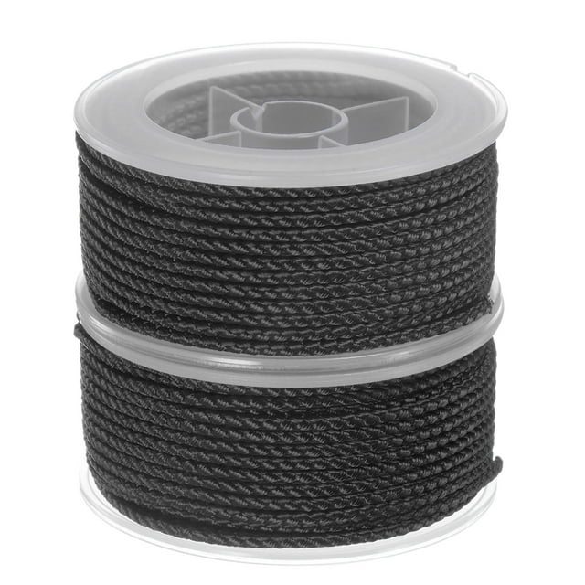 2uds Nylon Hilo Cordel Rebordear Cordón 2mm Extrafuerte Trenzado Nylon Artesanía Cuerda para Pulseras Joyería Fabricación Bricolaje Artesanía 11M/36 Pies, Negro