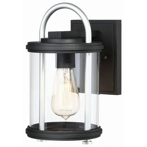 keyser black and silver 11-inch one-light outdoor wall lantern