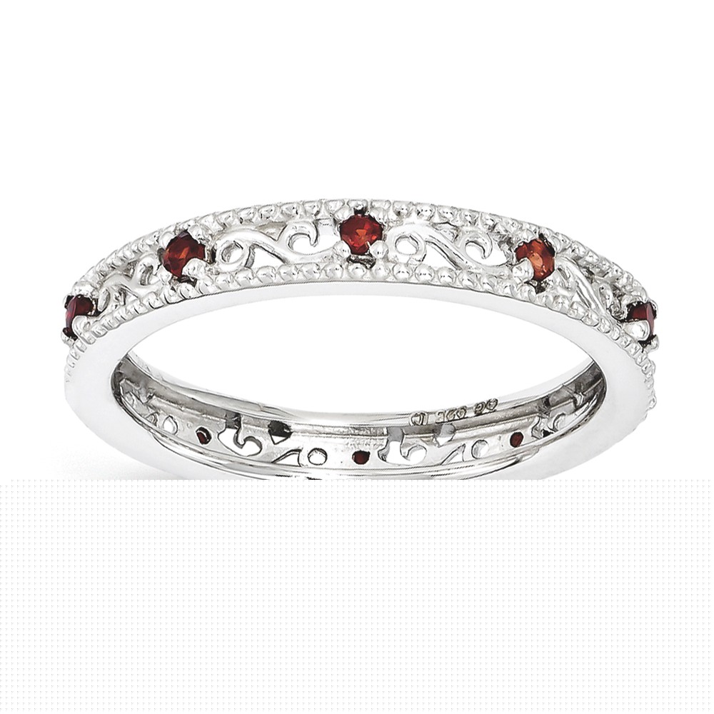 Sterling Silver Stackable Expressions Garnet Ring by Goldia