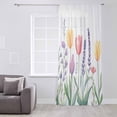 thumbnail image 3 of Colorful Spring Floral Semi Sheer Curtains Drapes for Living Room, Bedroom, French Doors Window 72 Inches Long, Farmhouse Summer Flowers Rod Pocket Chiffon Curtain Drapery Voile Draperies Panel, 3 of 6