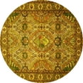 thumbnail image 1 of Ahgly Company Machine Washable Indoor Round Persian Yellow Traditional Area Rugs, 4' Round, 1 of 4