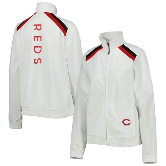 Women's G-III 4Her by Carl Banks White Cincinnati Reds Red Flag Full-Zip Track Jacket
