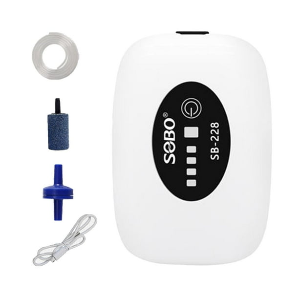 Bomba de aire para acuario recargable por USB, de larga duración, silenciosa, para acuarios USB 1 salida