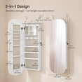 thumbnail image 2 of Nordic Hygge LED Wall/Door Mounted Jewelry Cabinet with Lockable Rounded Mirror – White & Greige, 2 of 5