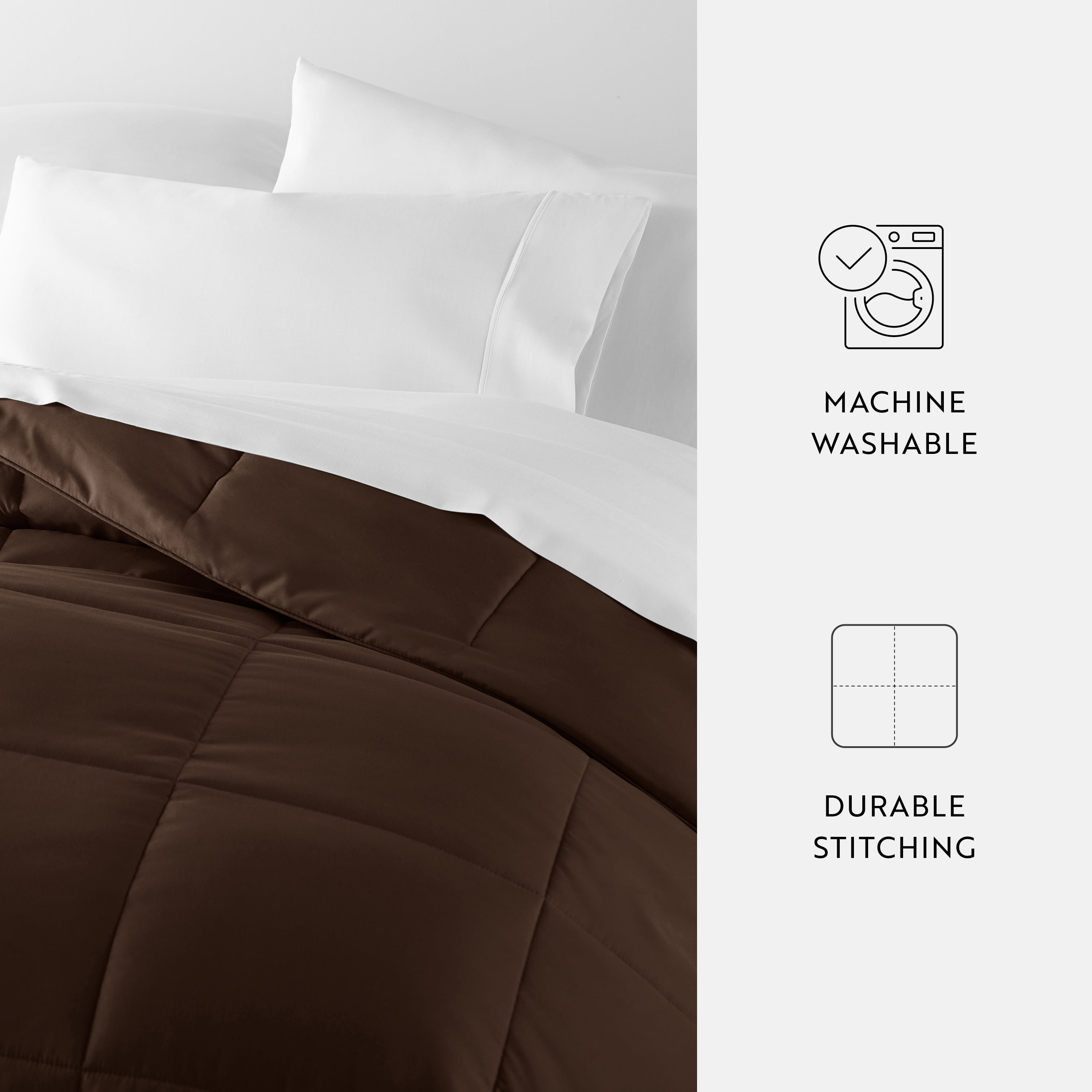 Noble Linens Chocolate All Season Lightweight Down-Alternative Solid Comforter, King/Cal King