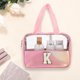 thumbnail image 2 of Ofertas Únicas 1 Pc Bolsa de Maquillaje Transparente con Letra K para Vacaciones y Actividades al Aire Libre Rosa PU, 2 of 3