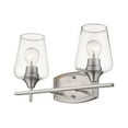 thumbnail image 3 of Z-Lite Joliet 2 Light Clear Glass Steel Vanity Light in Brushed Nickel, 3 of 3