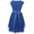 thumbnail image 2 of Little Girl Short Sleeve Floral Lace Ruffles Holiday Party Flower Girl Dress Royal 4 JKS 2095, 2 of 3