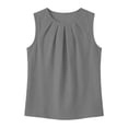 thumbnail image 5 of Women's Pleated Crew Neck Sleeveless Tank Top, Casual Loose Chiffon Tunic Top, Breathable Office Work Daily Blouse for Women S-2XL, 5 of 6
