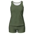 thumbnail image 3 of Bosfbaoi 2-Piece Swimsuit for Women Solid Tankini Womens Swimsuits Racerback Tank Top Boyshort Bathing Suits, 3 of 9
