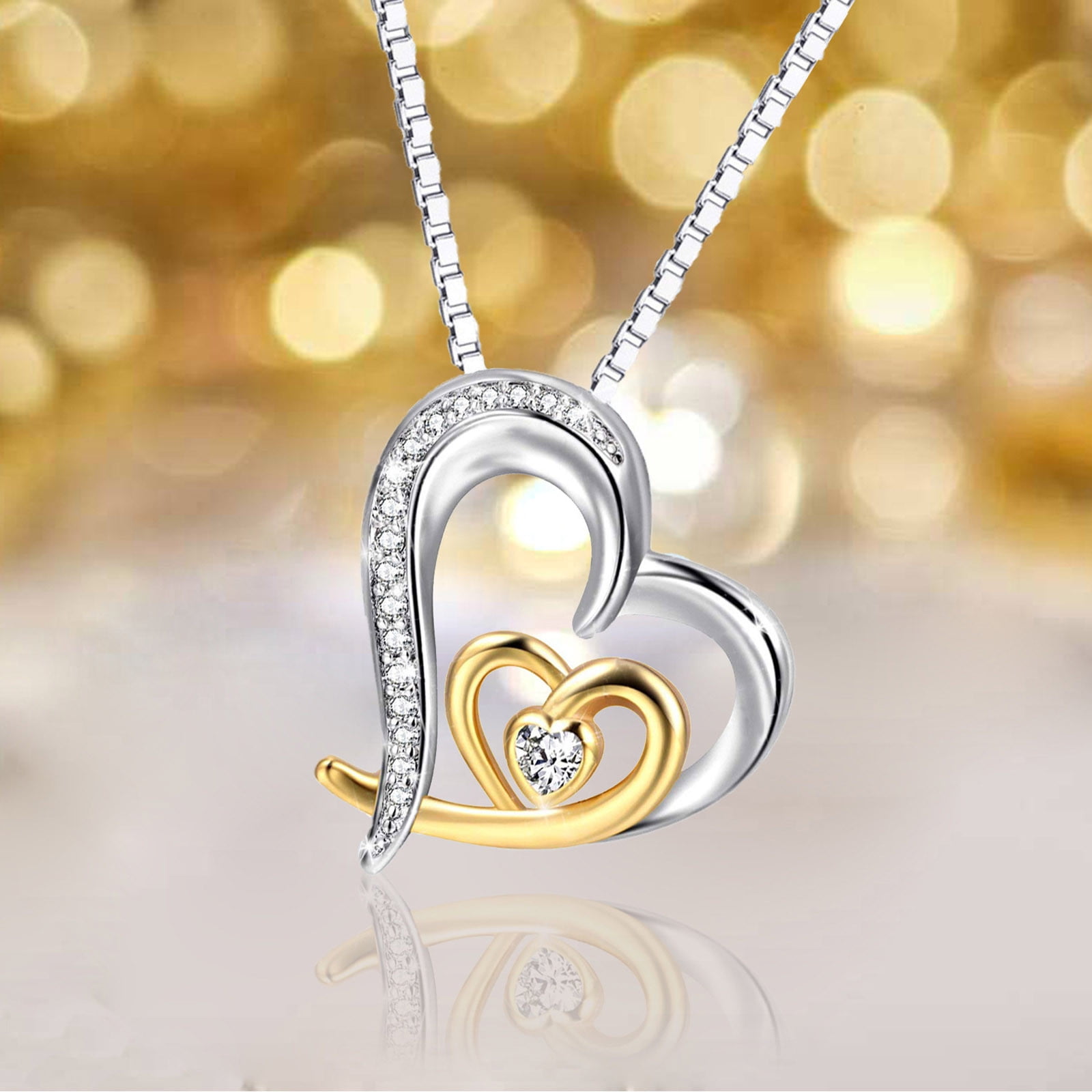 Gold heart diamond necklace best sale