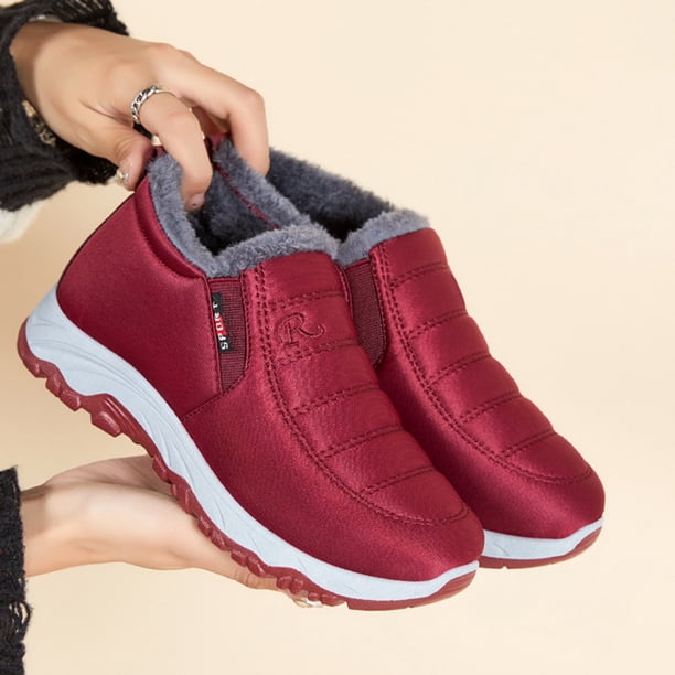 Botas de nieve cálidas de invierno para mujer zapatos planos para caminar al aire libre cómodos