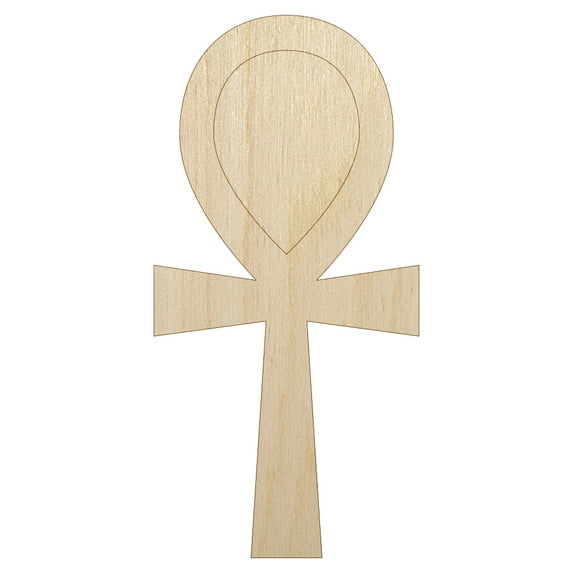 Coptic Cross Ankh Egyptian Hieroglyphic Wood Shape Unfinished Piece Cutout Craft DIY Projects - 6.25 Inch Size - 1/8 Inch Thick