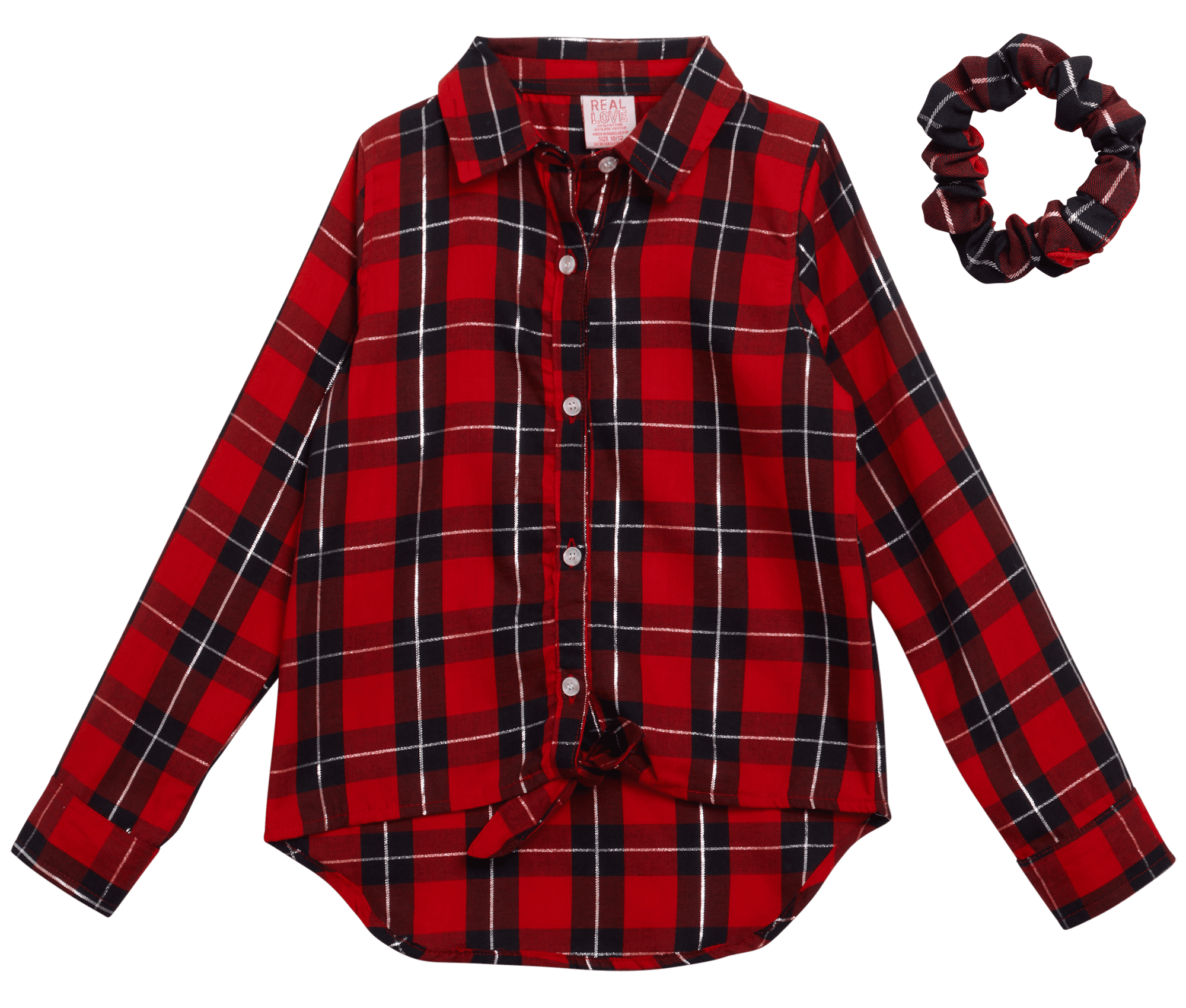 Real Love Girls' Shirt LongSleeve Button Down Flannel Plaid Shirt