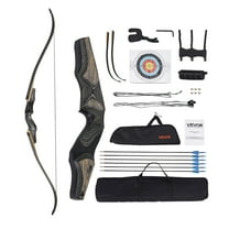 VEVOR Recurve Bow and Arrows Kit, 60 inch Wooden Takedown Bows, Right Handed Ergonomic Archery Recurve Bow Package, Longbow for Outdoor Target Training Practice Hunting, Beginners to Advanced,35 lbs