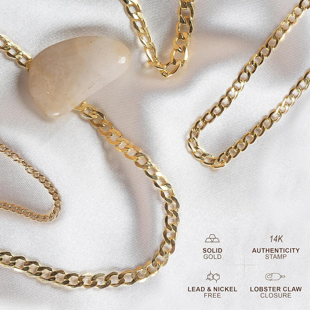 PORI JEWELERS 14K Yellow Gold 3.5MM Cuban/Curb Chain Necklace - Made In Italy