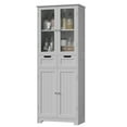thumbnail image 5 of Homfa 4 Doors Bathroom Cabinet, 3-Tier Wood Tall Linen Storage Cabinet with 2 Drawers for Living Room, Gray, 5 of 9