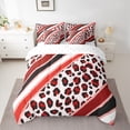 thumbnail image 2 of Homewish Leopard Print 7-Piece Bedding Comforter Set for Teesn Female Men,Bling Red Glitter King Bedding Sets,Geometric Stripes Ultra Soft Bed Sheets,Ultra Soft Home Decor,Reversible, 2 of 8