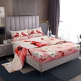 thumbnail image 1 of Erosebridal Cardinal Bird Sheet Set King,Red and Pink King Sheet Sets,Flower Room Decor, 1 of 7