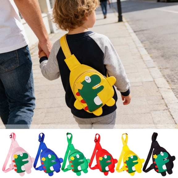Cute Small Sling Bag,4.7x2.8x6.7" Small Cartoon Dinosaur Crossbody Bag,Small Nylon Crossbody Bag for Toddler,Shoulder Chest Crossbody Bags Kawaii Sling Backpack for Travel Hiking