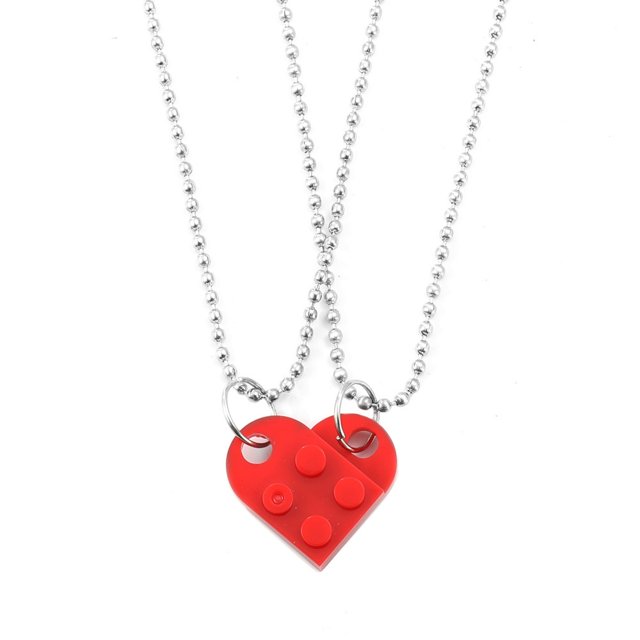 Collar de pareja en forma de corazón de 2 piezas cadena de clavícula de empalme desmontable de doble capa adecuada para regalos de cumpleaños regalos del Día de San Valentín