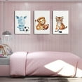 thumbnail image 3 of Jungle Animals Kids Room Wall Decor Set of 3 Rhino Lion Tiger and Olive Soccer Puck Canvas Print Watercolor Animal Poster Baby Boy Sports Decor Art Painting, 3 of 6
