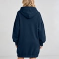 thumbnail image 5 of Karymi Spring Dresses Solid Oversized Hoodie Dress, V Notch Neck Lantern Puff Long Sleeve Kangaroo Pocket Elastic Hem Sweatshirt Tunic Dress, 5 of 8